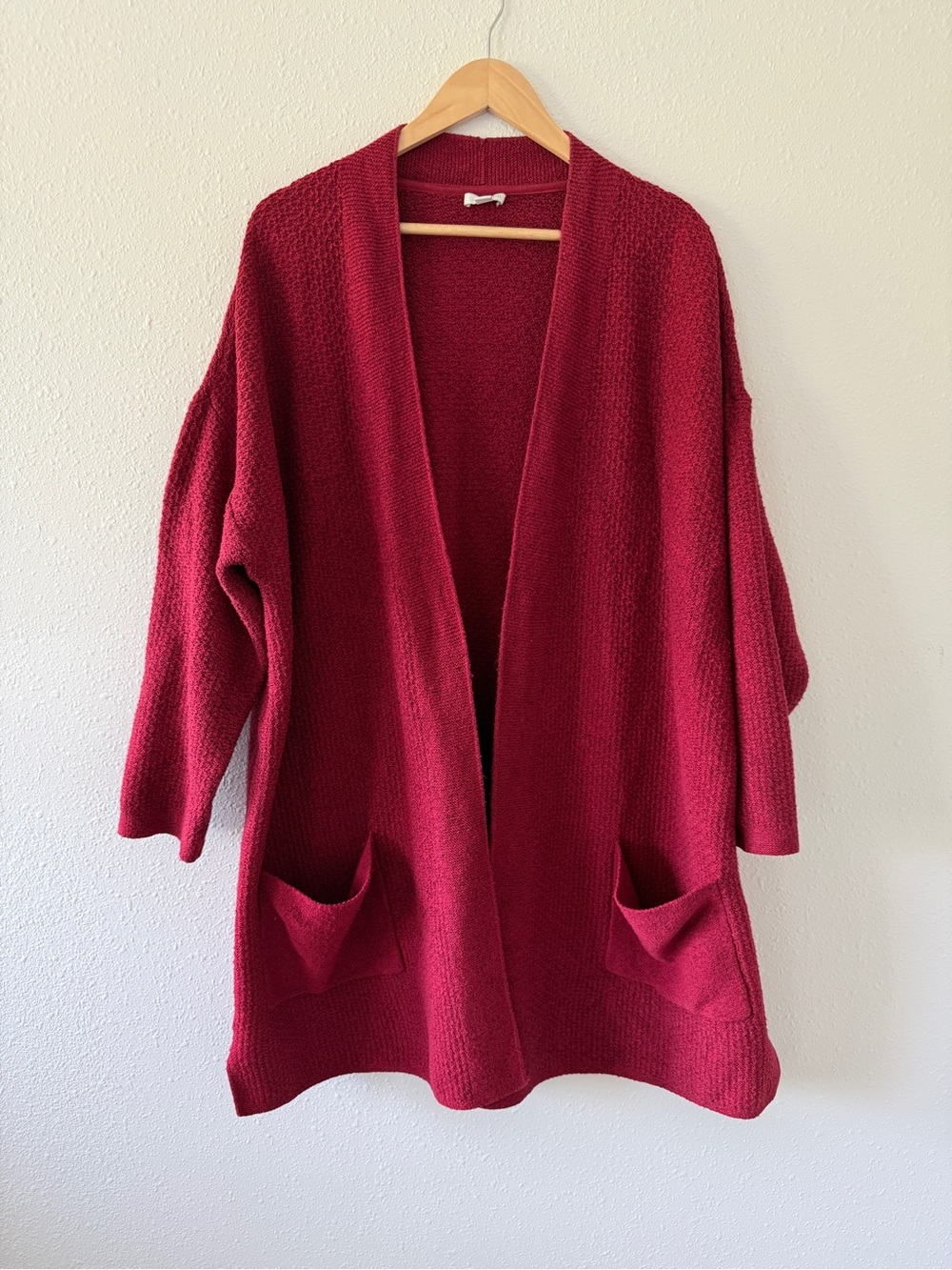 J.Jill Essential Open-Front Cardigan Size 2X Burgundy Cozy Girl Elevated Basic